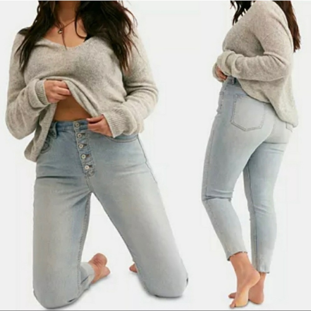 NWOT Free People Mardi High Waist Skinny Jeans In Sky Sz 26